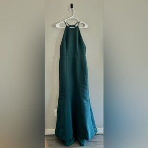 Amsale Dark Green Halter Dress